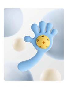 1pc Silicone Hand Shake Bell Toy For Baby Teething And Soothing