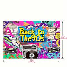 Fondo con temática de graffiti hip hop de los 90: Radiocasete retro y pared de ladrillo, telón de fondo para fotografía y decoración - Decoración temática de los 90, Navidad - Multicolor - Ver 5