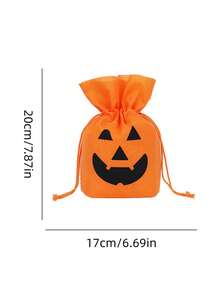 5 件万圣节南瓜卡通礼品袋、零食饼干袋、万圣节抽绳南瓜袋、万圣节派对用品、7.9 英寸 X6.7 英寸袋子、圣诞节 - 彩色 - 查看 7