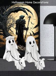 1 件万圣节幽灵遛狗雕像，可爱幽灵遛狗装饰，万圣节家居桌面装饰，节日氛围装饰 - 白色 - 查看 3