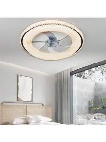 Profile Ceiling Fan With Light And Remote Control, Modern Embedded Ceiling Fan, Smart Dimmable Bladeless Reversible LED Fan Light, Timed Reversible Ceiling Fan With Light - Beige - View 2