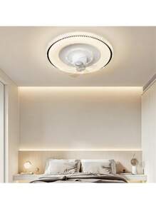Profile Ceiling Fan With Light And Remote Control, Modern Embedded Ceiling Fan, Smart Dimmable Bladeless Reversible LED Fan Light, Timed Reversible Ceiling Fan With Light - Beige - View 7