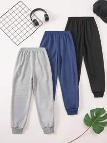Tween Boy 休闲百搭三色拉链口袋纯色裤子，适合度假、旅行、运动