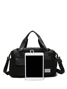 1个撞色大容量儿童手提包，旅行包，单肩包，斜挎包，收纳包，健身包，过夜包，多口袋便携式可调节拉链手提包，适合旅行、户外、上学、运动、节日，是送给朋友、女儿的理想礼物。男女通用尼龙时尚双口袋设计，优雅休闲，适合学生、男孩、女孩、青少年，可收纳返校用品和旅行配件。