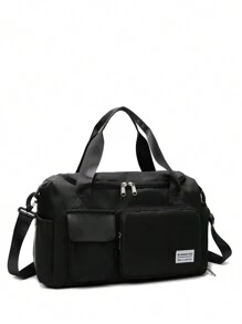 1个撞色大容量儿童手提包，旅行包，单肩包，斜挎包，收纳包，健身包，过夜包，多口袋便携式可调节拉链手提包，适合旅行、户外、上学、运动、节日，是送给朋友、女儿的理想礼物。男女通用尼龙时尚双口袋设计，优雅休闲，适合学生、男孩、女孩、青少年，可收纳返校用品和旅行配件。