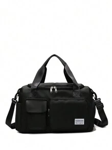 1个撞色大容量儿童手提包，旅行包，单肩包，斜挎包，收纳包，健身包，过夜包，多口袋便携式可调节拉链手提包，适合旅行、户外、上学、运动、节日，是送给朋友、女儿的理想礼物。男女通用尼龙时尚双口袋设计，优雅休闲，适合学生、男孩、女孩、青少年，可收纳返校用品和旅行配件。