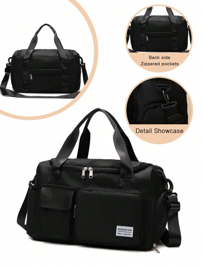 1 Pc Tidal Current Contrast Color Big Children Tote Bag Travel Bag Maiden Lightweight Shoulder Bag Crossbody Bag Storage Bag Gym Bag Luggage Bag Overnight Bag Versatile Multifunction With Shoe Bag With Multi Pockets  Portable Large Capacity Adjustable  With Zipper Carry On Bag For Travel  Outdoor Schools Sports Vacation Gifts For Friends Daughter Solid Color Nylon Fashion  Double Pocket  Design  Exquisite Elegant Casual Bag  For  Student For Boy Girl Teenager Back To School Stuff Travel Accessories