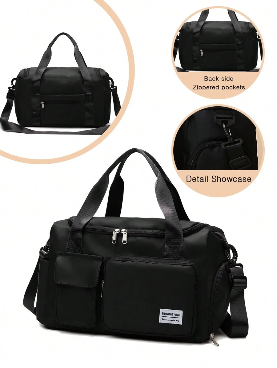 1个撞色大容量儿童手提包，旅行包，单肩包，斜挎包，收纳包，健身包，过夜包，多口袋便携式可调节拉链手提包，适合旅行、户外、上学、运动、节日，是送给朋友、女儿的理想礼物。男女通用尼龙时尚双口袋设计，优雅休闲，适合学生、男孩、女孩、青少年，可收纳返校用品和旅行配件。