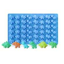 水果零食模具硅胶软糖模具、心形、熊、迷你恐龙和迷你甜甜圈、软糖模具托盘用于糖果巧克力软糖烘焙（樱桃葡萄香蕉苹果菠萝） - 彩色 - 查看 14