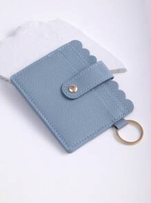 1pc PU Leather Card Holder With Keychain And Tassel Pendant For Women, Card Case And Coin Purse