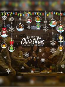 4 圣诞窗贴，麋鹿白色雪花窗贴吊坠，冬季节日装饰，适合家庭圣诞派对，场景装饰，适用于玻璃门、玻璃展示柜、冰箱、窗户、落地镜、门和其他节日装饰，房间装饰，家居装饰，办公室装饰，主题派对装饰，圣诞装饰，圣诞节 - 彩色 - 查看 7