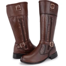 Women Mid-Calf Boots - Cà phê nâu - Xem 2