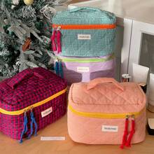 1 Pc Korean Style Plaid Pattern Makeup Bag Travel Large Women Cosmetic Pouch Hand Bag Makeup Travel Toiletry Organizer Essentials Gifts Storage Zipper Accessories Nail Bags, Makeup Bag, Vanity, Makeup Organizers, Make Up Organizer, Organiser, Toiletry Bag, Desk Organiser, Cosmetic Bag, Makeup Pouch, Make Up Organize, Cosmetic Bag, Small Makeup Bag, Cosmetic Bag, Large Makeup Bag, Christmas Gifts, Pouch, Clutch / Small Handbag, Makeup Organizer, Pouch, Brush Holder, Mini Pouch, Large Capacity Pouch,Gifts For Women,Christmas Gifts,Gift Ideas For Women - Multicolor - View 1