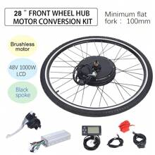 Kit de conversión de bicicleta eléctrica, Kit de conversión de rueda delantera LCD de 28 pulgadas, Kit de Motor de bicicleta eléctrica - Negro - Ver 2