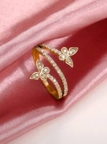 1 PC Elegant Cubic Zirconia Butterfly Ring For Women For Wedding Engagement Jewelry Valentine's Day