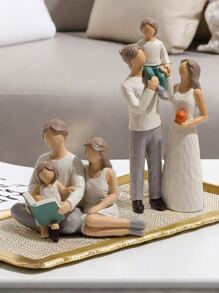 1pc Parent And Daughter Reading Book Figurines, Hand-Painted Figures Gifts For Parent Or Daughter, Family Sculpture For Shelf Decor Desktop Home Bedroom Living Room Decoration Birthday Graduation