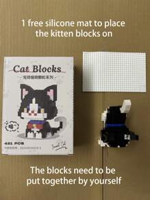 圣诞装饰宠物猫迷你积木，动物模型积木，橙猫，三色猫，银色渐变，白猫，无毛猫，布娃娃猫，暹罗猫，牛猫，黑猫，成人和青少年的家庭办公室布置装饰，生日礼物房间装饰 - 彩色 - 查看 10