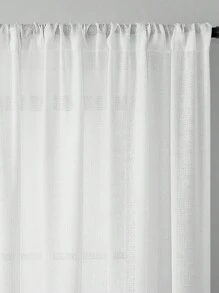 1pc Elegant Semi-Sheer Solid Color Curtain, Made Of Linen Texture, Rod Pocket Design, Suitable For Living Room, Bedroom, Office Home Decor - White - View 9