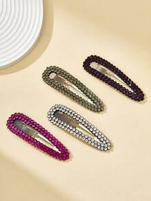 Bộ 4 kẹp tóc đính đá Rhinestone trơn màu thời trang, giản dị, sáng bóng, thanh lịch, lộng lẫy dành cho nữ, dùng để trang trí trên phố và tiệc Halloween - Nhiều màu - Xem 2