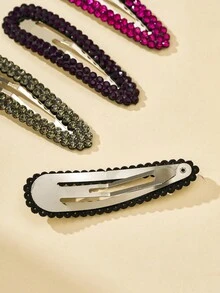 Bộ 4 kẹp tóc đính đá Rhinestone trơn màu thời trang, giản dị, sáng bóng, thanh lịch, lộng lẫy dành cho nữ, dùng để trang trí trên phố và tiệc Halloween - Nhiều màu - Xem 4