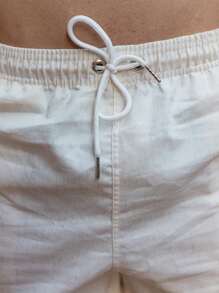 Mauricinho Comfortable Men's Linen Shorts Premium Quality - 米色 - 查看 2