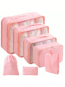 7 pièces de sacs de rangement pour vêtements avec monogramme, sac de voyage organisateur, ensembles de cubes d'emballage, ensembles de sacs de rangement pour valise. Fournitures scolaires, articles essentiels pour la chambre d'étudiant. Pour rouge à lèvres, pinceau, produits de soins de la peau, téléphone portable, pièces, petits articles. Pour la maison, les cadeaux, les vacances et les festivals d'Halloween et de Noël. Usage multifonctionnel, ambiance bohème