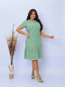 Classic Dress With Belt, Perfect For Any Special Occasion. With A Timeless Design And A Modern Touch, This Dress Is The Ideal Choice For Those Who Want To Shine! - Màu xanh Bạc hà - Xem 3