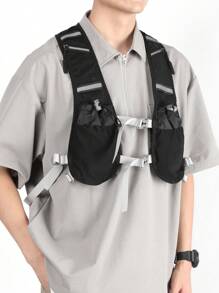 1 件男士多功能背心包胸包腰包包运动包钱包骑行包背包个性化多功能多口袋轻质网眼设计便携式榫眼锁扣可调节肩带适用于日常通勤包酷炫街头时尚休闲包学生白领旅行配件圣诞礼物大学包腰包包腰包节日感恩节礼物侧包挎包臀包包礼物情人节黑色包旅行必需品贴纸夏季情人节礼物男士情人节礼物学校运动生活夏季包春假包包学校用品 - 黑色 - 查看 7