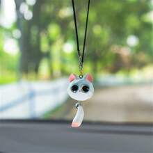 立体可爱治愈亮眼猫咪汽车吊坠树脂可爱个性化小猫汽车后视镜吊坠 - 均碼 - 查看 5
