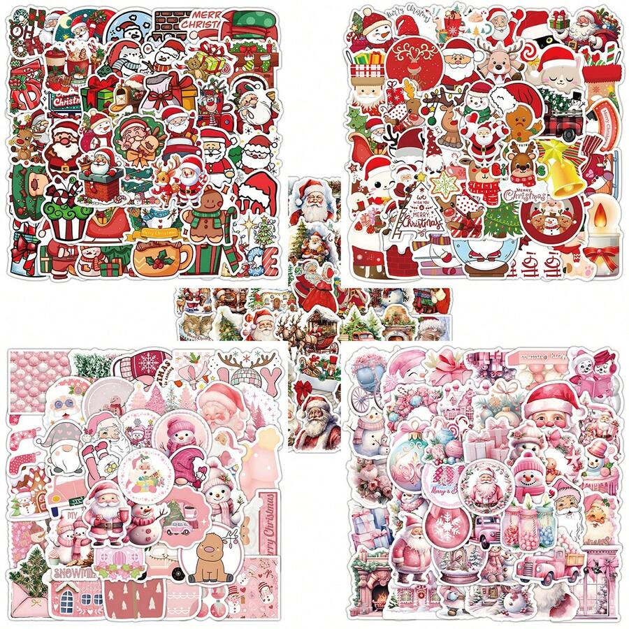 Đồ trang trí Giáng sinh 1 gói 50-54 miếng dán giấy Giáng sinh, miếng dán nhiều màu, miếng dán Graffiti tự dính chống thấm nước đa chức năng, sự kết hợp trang trí và cá nhân hóa của miếng dán hoạt hình, thích hợp để trang trí điện thoại di động, vali, máy tính xách tay, ván trượt, hộp đựng, cốc và các vật dụng khác