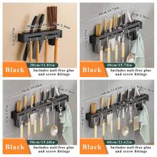 Stainless Steel Knife Holder, Multipurpose Kitchen Rack, Wall-Mounted Chopstick Holder And Knife Storage Kitchen Items Kitchen Accessories Kitchen Tools - Multicolor - View 5