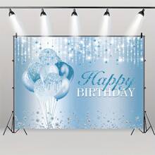 1 件银色和天蓝色水钻生日摄影背景，甜蜜 16 18 21 气球闪耀生日背景，适合任何年龄女性，生日快乐派对装饰，蛋糕桌横幅，圣诞节 - 彩色 - 查看 4