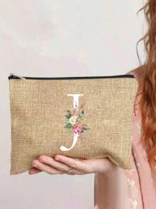 1 túi đựng mỹ phẩm in chữ cái A-Z, quà tặng cho bé gái, túi đựng đồ in họa tiết chữ cái tối giản phong cách retro dễ thương, túi trang điểm, túi đựng đồ nhỏ, túi đựng đồ vệ sinh cá nhân, ví cầm tay, túi đựng đồ gấp gọn nhẹ, túi mua sắm tối giản, ví cầm tay quà tặng giáo viên, túi đựng đồ cho y tá/bác sĩ/giáo viên, thích hợp để đựng đồ trang điểm cá nhân khi đi du lịch, túi đựng mỹ phẩm, túi đựng đồ trang điểm. - Màu Khaki - Xem 24