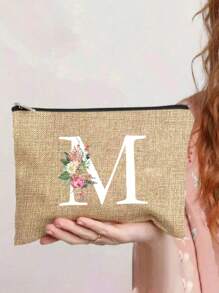 1 túi đựng mỹ phẩm in chữ cái A-Z, quà tặng cho bé gái, túi đựng đồ in họa tiết chữ cái tối giản phong cách retro dễ thương, túi trang điểm, túi đựng đồ nhỏ, túi đựng đồ vệ sinh cá nhân, ví cầm tay, túi đựng đồ gấp gọn nhẹ, túi mua sắm tối giản, ví cầm tay quà tặng giáo viên, túi đựng đồ cho y tá/bác sĩ/giáo viên, thích hợp để đựng đồ trang điểm cá nhân khi đi du lịch, túi đựng mỹ phẩm, túi đựng đồ trang điểm. - Màu Khaki - Xem 25