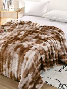 1pc Ink-Dyed Faux Mink Fleece Blanket, Plush Rabbit Fur Quilt, Soft And Warm Reversible Travel/Bed Blanket, Suitable For Living Room, Sofa, Bedroom, Dormitory - Coffee Brown - View 7