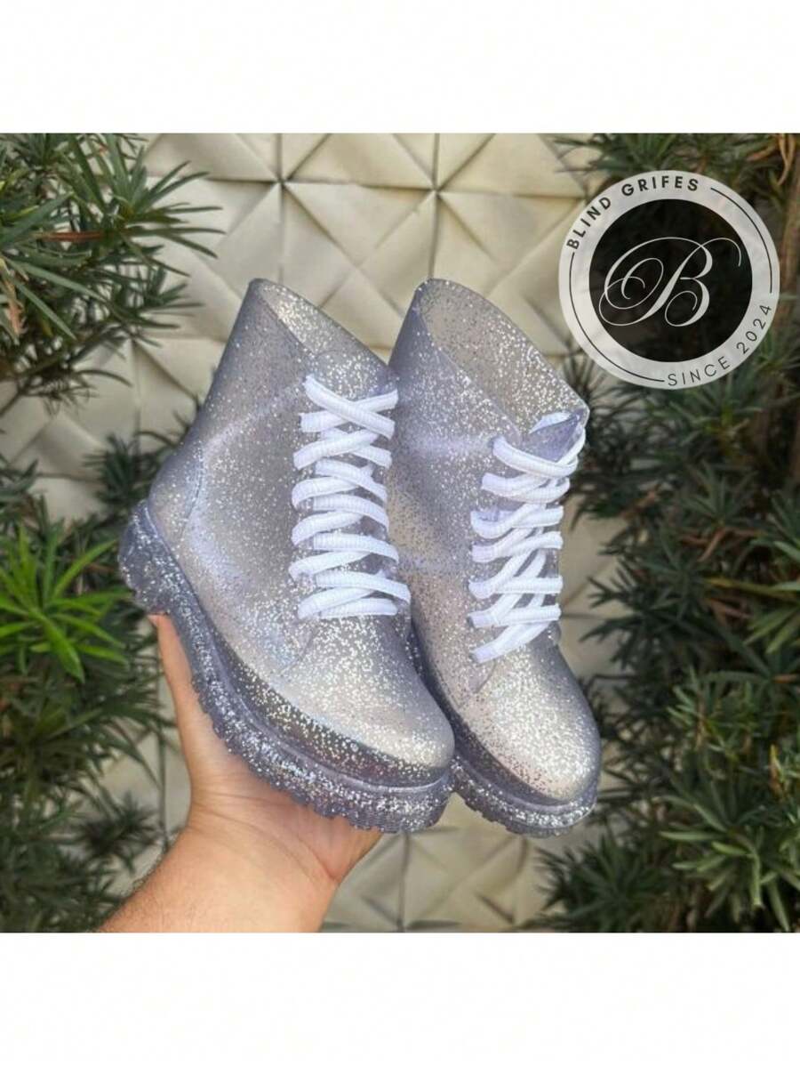 Children's Galoshe Boot For Girls With Glitter, Great For Winter And Rain, Comfortable Silicone Plastic - 無色 - 查看 1