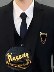 Personalized Custom New Brooch With Letter Combination Initials Chain Logo Pin Brooch Business Father's Day Men's Valentine's Day Jewelry Crown Business,Engraved, Stainless,Colorful,Cute,Adorable,Funny,Kawaii,Y2K,Stylish,Unisex,Casual,Custom,Personalized,Unique,Customized,Ideal Gifts For Him,Ideal Gifts For Her,Her,Boyfriend,Girlfriend,Family,Friends,Children