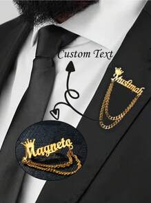 Personalized Custom New Brooch With Letter Combination Initials Chain Logo Pin Brooch Business Father's Day Men's Valentine's Day Jewelry Crown Business,Engraved, Stainless,Colorful,Cute,Adorable,Funny,Kawaii,Y2K,Stylish,Unisex,Casual,Custom,Personalized,Unique,Customized,Ideal Gifts For Him,Ideal Gifts For Her,Her,Boyfriend,Girlfriend,Family,Friends,Children