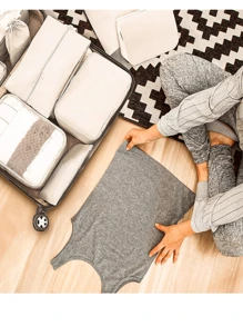 7 pièces de sacs de rangement pour vêtements avec monogramme, sac de voyage organisateur, ensembles de cubes d'emballage, ensembles de sacs de rangement pour valise. Fournitures scolaires, articles essentiels pour la chambre d'étudiant. Pour rouge à lèvres, pinceau, produits de soins de la peau, téléphone portable, pièces, petits articles. Pour la maison, les cadeaux, les vacances et les festivals d'Halloween et de Noël. Usage multifonctionnel, ambiance bohème