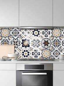 10 stuks Bloemenpatroon Bedrukt PVC Kunstkeramische Tegels Huisdecoratie Muurstickers, DIY Mozaïek Zelfklevend Behang, Waterdicht, Vuilafstotend, Decoratief Voor Keuken, Badkamer, Woonkamer, Slaapkamer, TV Achtergrond, Renovatie Stickers Peel Wandpanelen, Behang, Behang, Lente Decoratie Artikelen Verfris Uw Huis, Rama Decoratie Stickers