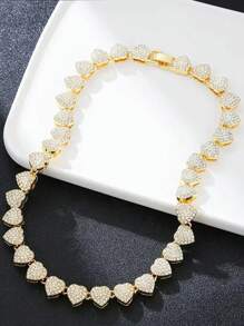 Colar com Pingente de Cubo em Forma de Coração de Hip Hop, Prateado, Dia dos Namorados, Dia das Mães, Presente