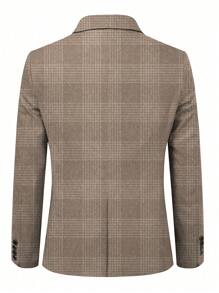 Men's Plaid Notched Lapel Long Sleeve Casual Blazer