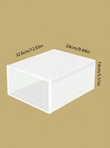 1pc Women's Plastic Transparent PP Thickened Shoe Storage Box, Waterproof Dustproof Drawer-Style Shoe Cabinet Organizer - White - View 9