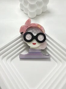 1 pieza Accesorio broche de acrilico con diseño lindo de niña usando gafas de moda - chica - Ver 6