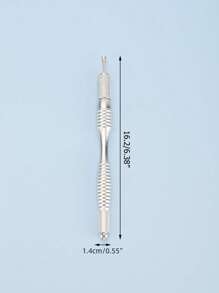 双头微针纹绣笔，扁平针和圆针刀片，眉毛绣花手工工具，化妆用品，1支装 - 銀色 - 查看 3