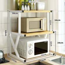 2-Tier Microwave Oven Rack, Kitchen Counter Organizer Shelf Stand, 3-Tier Pot Pan Grill Storage Racks, 55lbs Weight Capacity - White-3 Tier - View 2