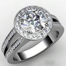 Anillo de promesa elegante, anillo de compromiso plateado con baño de plata, brillante y pulido con circonita cúbica que simboliza un compromiso grácil y noble - Plateado - Ver 1