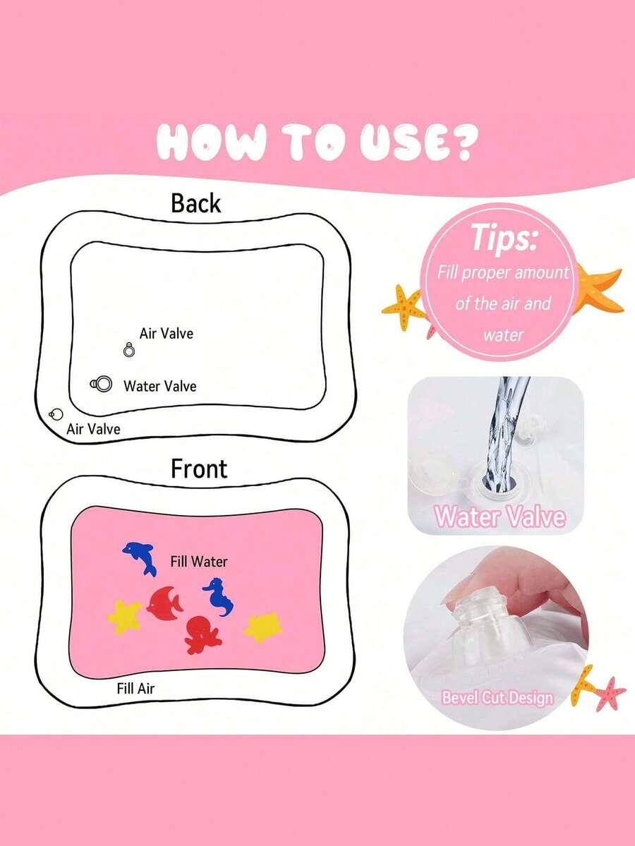 1pc Inflatable Slapping Pad, Baby Water Mat, Suitable For 324 Months