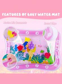 1pc Inflatable Slapping Pad, Baby Water Mat, Suitable For 3-24 Months Infants, Strengthens Baby Muscles, Portable Pink Baby Toy (Random Floating Ocean Creature Toy - Recommend Supervised Use)Baby Play Mat,Baby Toys Newborn,2 Year Old Toys,Play Mat For Kids,Baby Crawling Mat,Toys,Baby Toys,Baby Play Mat,Play Mat,Baby Toys,Baby Play Mat,Baby Toy,Baby Girl Toy,Toys,Pink