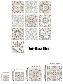 10 stuks Bloemenpatroon Bedrukt PVC Kunstkeramische Tegels Huisdecoratie Muurstickers, DIY Mozaïek Zelfklevend Behang, Waterdicht, Vuilafstotend, Decoratief Voor Keuken, Badkamer, Woonkamer, Slaapkamer, TV Achtergrond, Renovatie Stickers Peel Wandpanelen, Behang, Behang, Lente Decoratie Artikelen Verfris Uw Huis, Rama Decoratie Stickers
